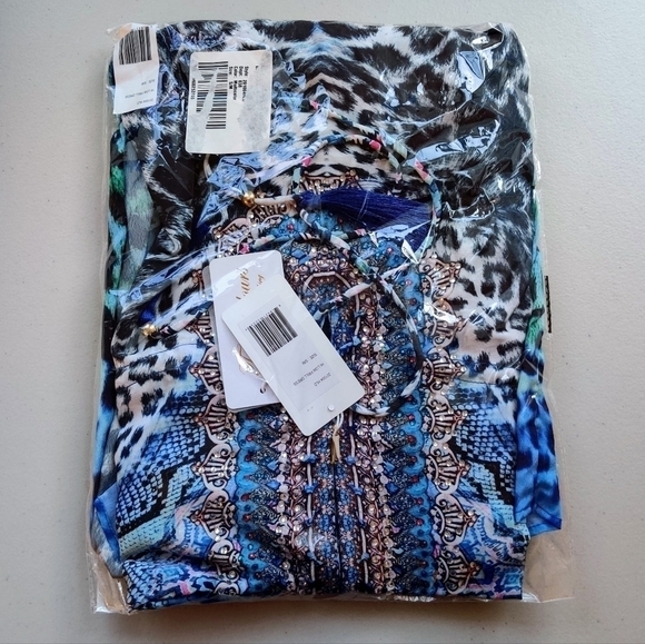 TRUE COLOURS by La Moda Frill Hi-Low Blue Beach Swim Cover-Up Maxi Dress NWT - Picture 4 of 8